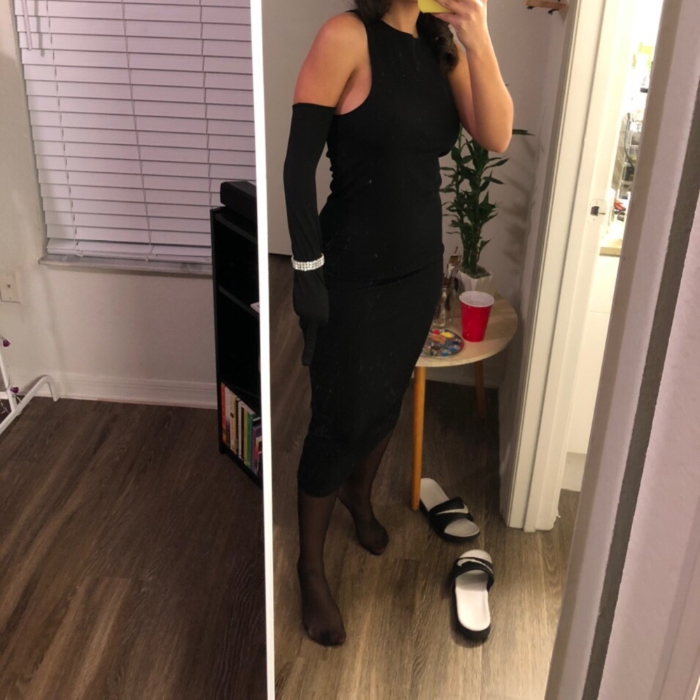 MIDI BLACK RIBBED DRESS